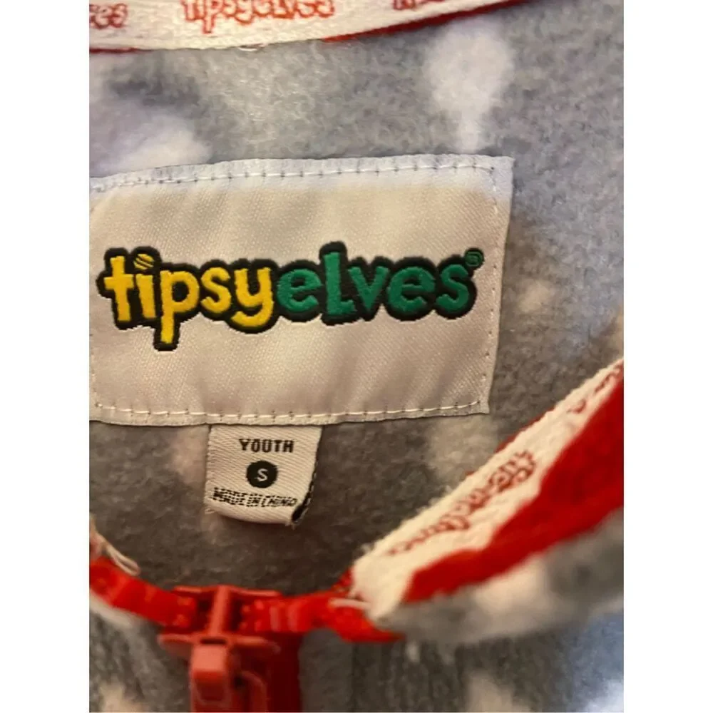 Tipsy elves, unisex, fair isle, gray moose, jumpsuit, pajamas with hood,s/small